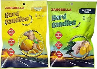 ZANGBELLA Ginger Hard Candy - Relief Nausea, Motion Sickness, Upset Stomach, Individually Wrapped (2 Pack)