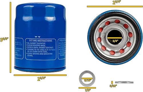 Miniatura 3 de Kit de filtro de aceite, filtro 15400-PLM-A02 y arandelas 94109-14000 para Honda (kit de 6)