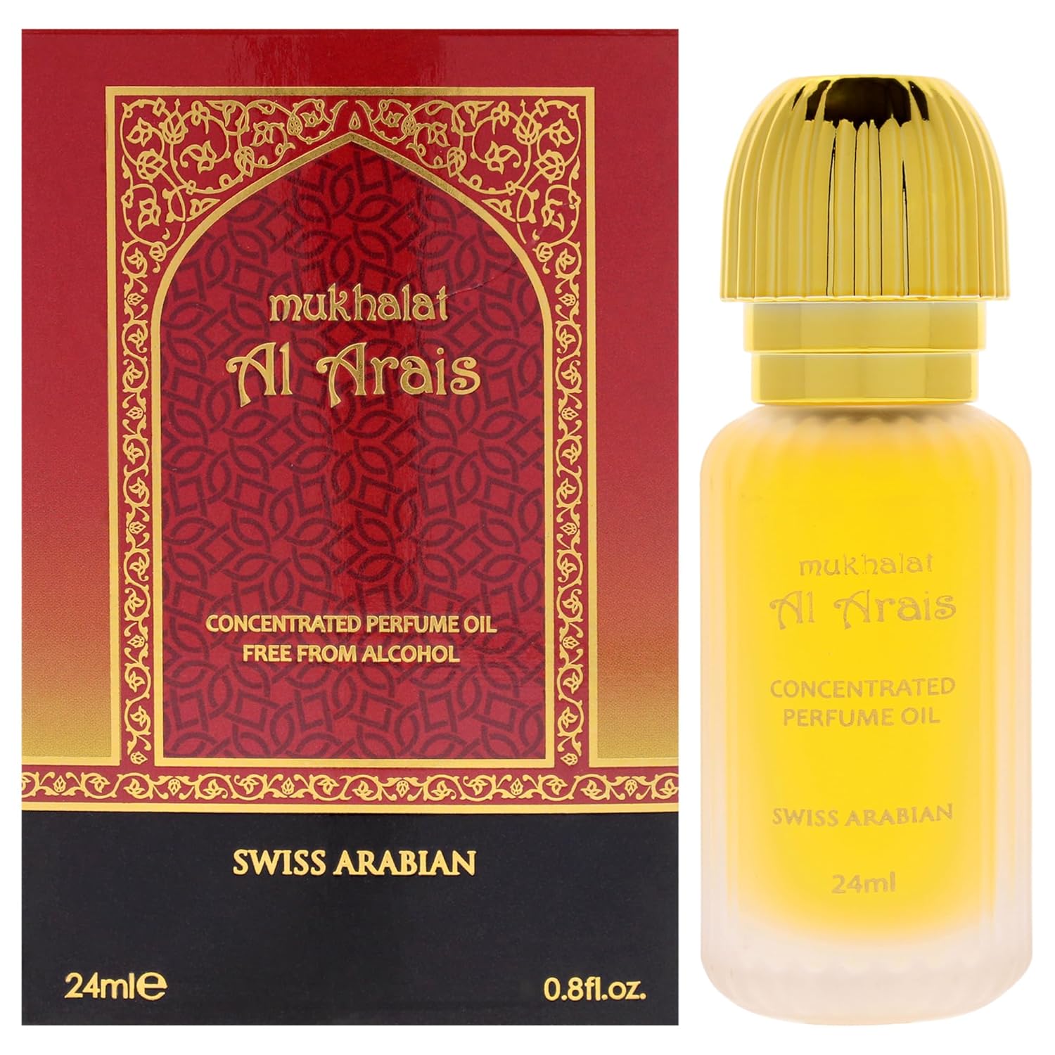 Swiss Arabian Mukhalat Al Arais - Concentrated Perfume Oil - Floral Fruity Gourmand - Mini Perfume For Women and Men - Travel Size - 0.8 oz