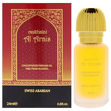 Swiss Arabian Mukhalat Al Arais - Concentrated Perfume Oil - Floral Fruity Gourmand - Mini Perfume for Women and Men - Travel Size - 0.8 oz