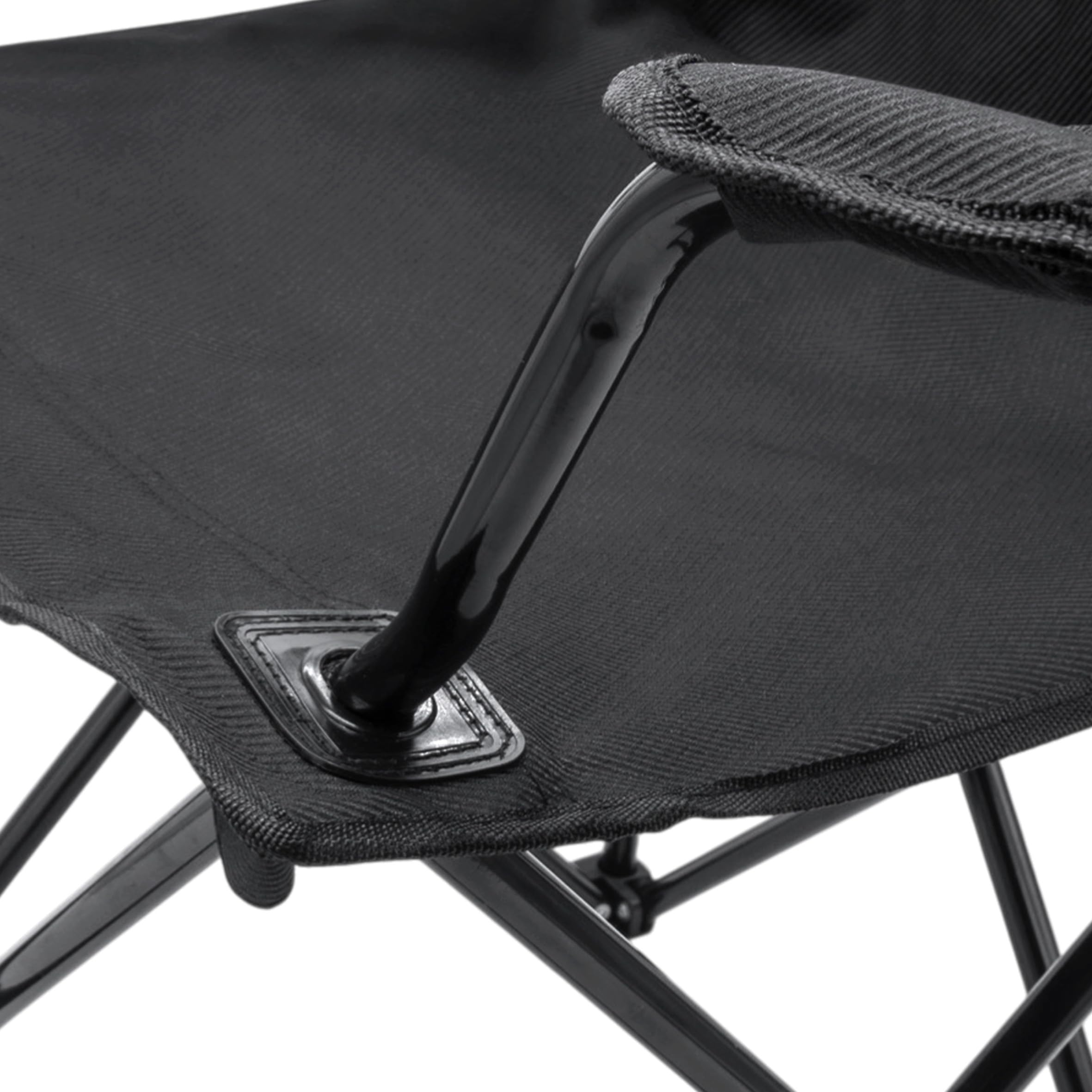 Spetebo Salon de camping noir 1 table + 2 chaises avec supports pour boissons intégrés – 3 pièces – Ensemble de table de jardin avec chaises pliantes jusqu'à 100 kg – Chaise pliable pour pêcheur