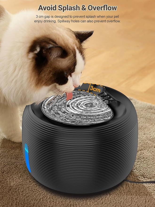 Fuente de Agua Automática para Gatos SIBAYS 3.5L, Silenciosa con Luz LED miniatura 6