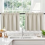 Deconovo Short Curtains, Cafe Curtains 30 Inch Length, Bathroom Curtains Window, Small Window Curtains, Basement Window Curtains Valances, 2 Panels, Light Beige, W42 x L30