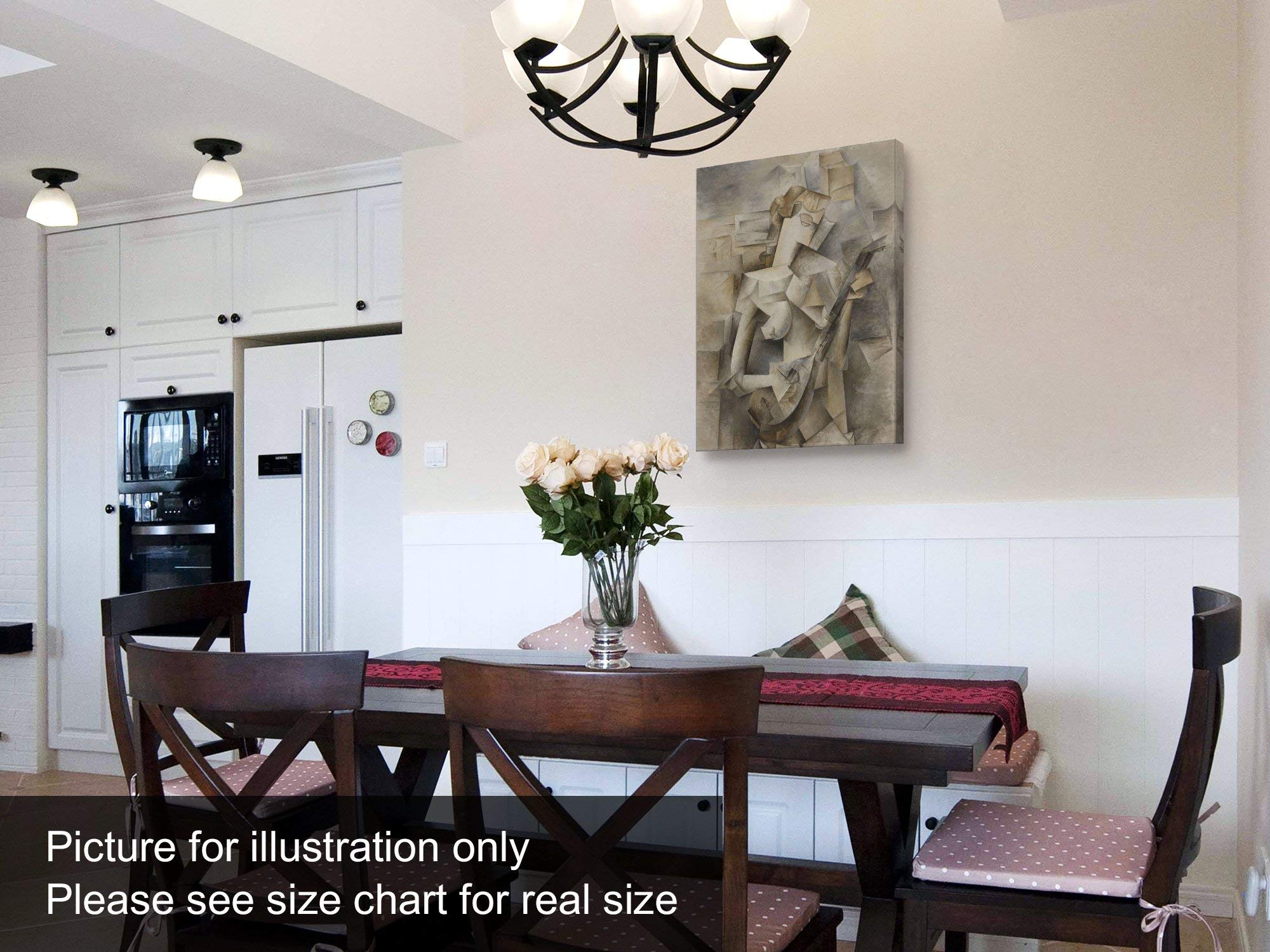 Niwo ART - Girl with a Mandolin, Pablo Picasso Oil Painting Reproduction, Canvas Wall Art Home Decor, Gallery Wrapped, Stretched, Framed Ready to Hang (36