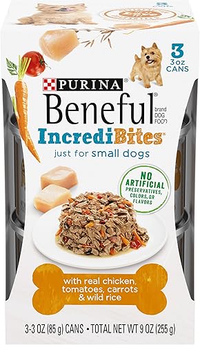 Purina Beneful Alimento húmedo para perros de raza pequeña con salsa IncrediBites con pollo real 8 paquetes de 3 latas de 3 onzas