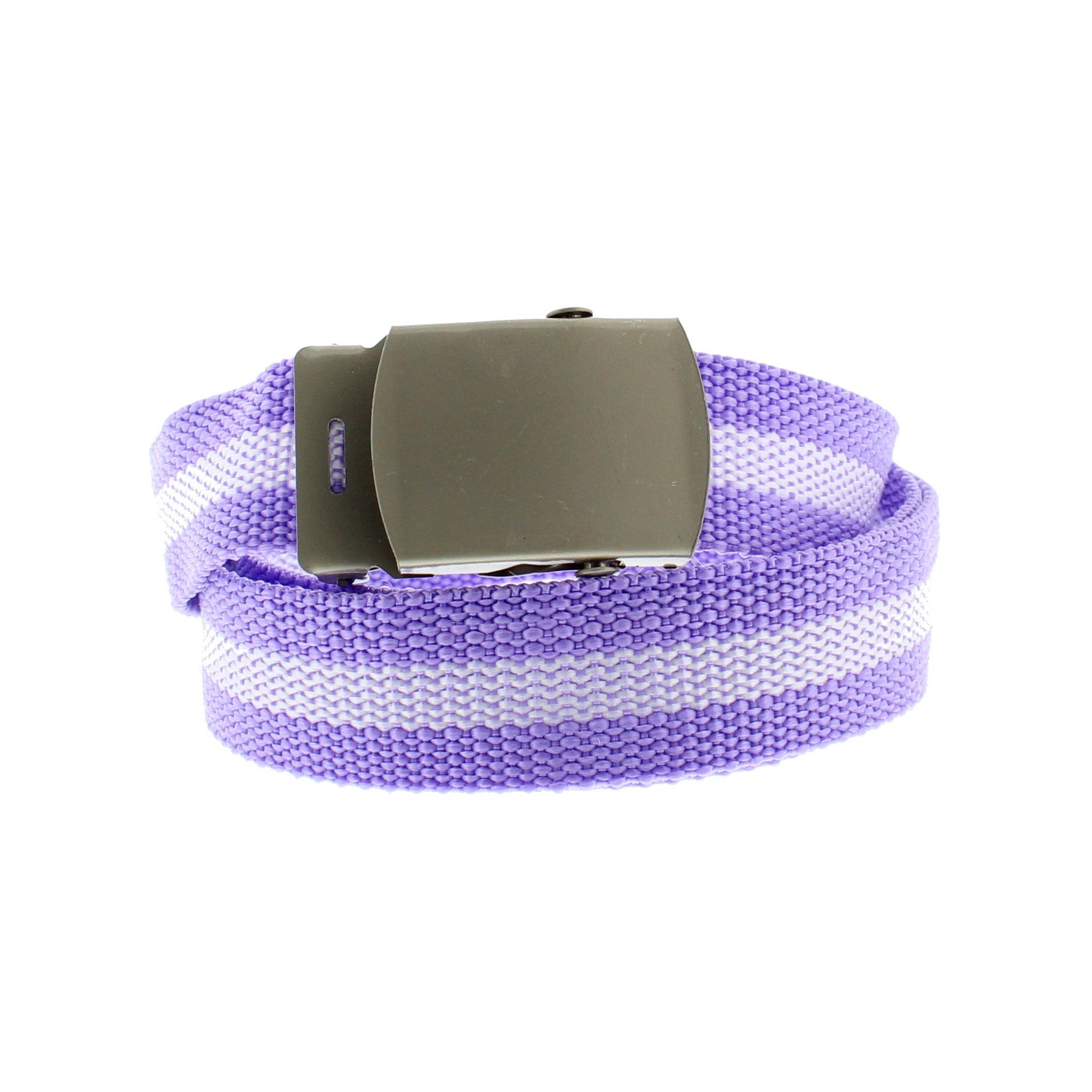 Zac's Alter Ego Adjustable Striped Canvas Webbing Belt with Shiny Slider Buckle