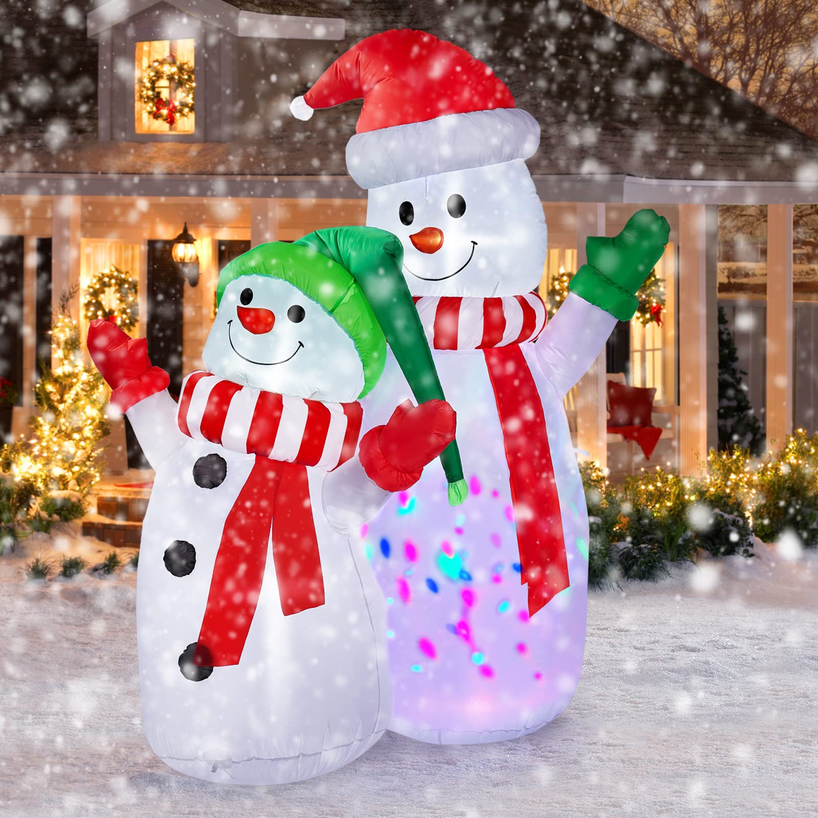 CAMULAND 1.8M Gonfiabile Decorazioni di Natale Gonfiabile Pupazzo di neve con Built-in luci LED, Decorazioni di Natale all'aperto…