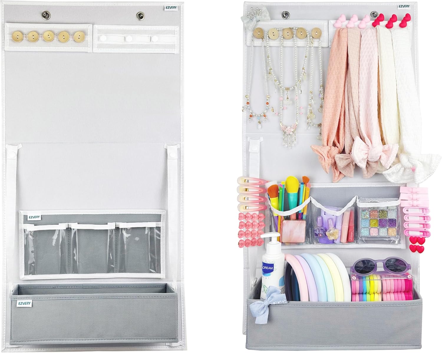 Wall Hanging Storage Display Organizer for Kids Bedroom,Bedside Accessories Holder,Bow/Headband/Ornaments Display,DIY Stick Board Modular Wall Hanging Combination Kit