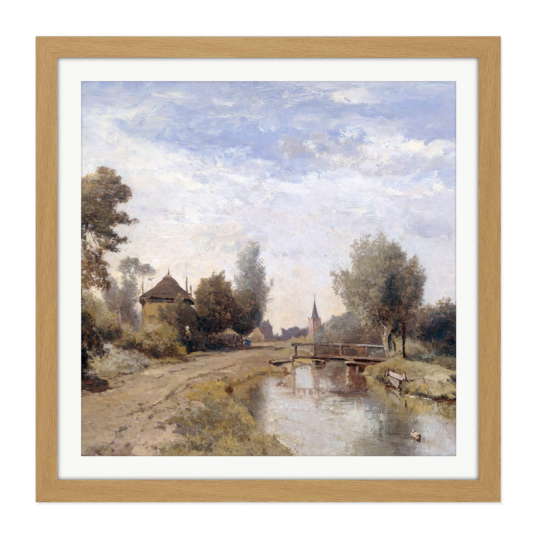 Artery8 Paul Gabriel Landscape Near Kortenhoef Painting Square Wooden Framed Wall Art Print Picture 16X16 Inch