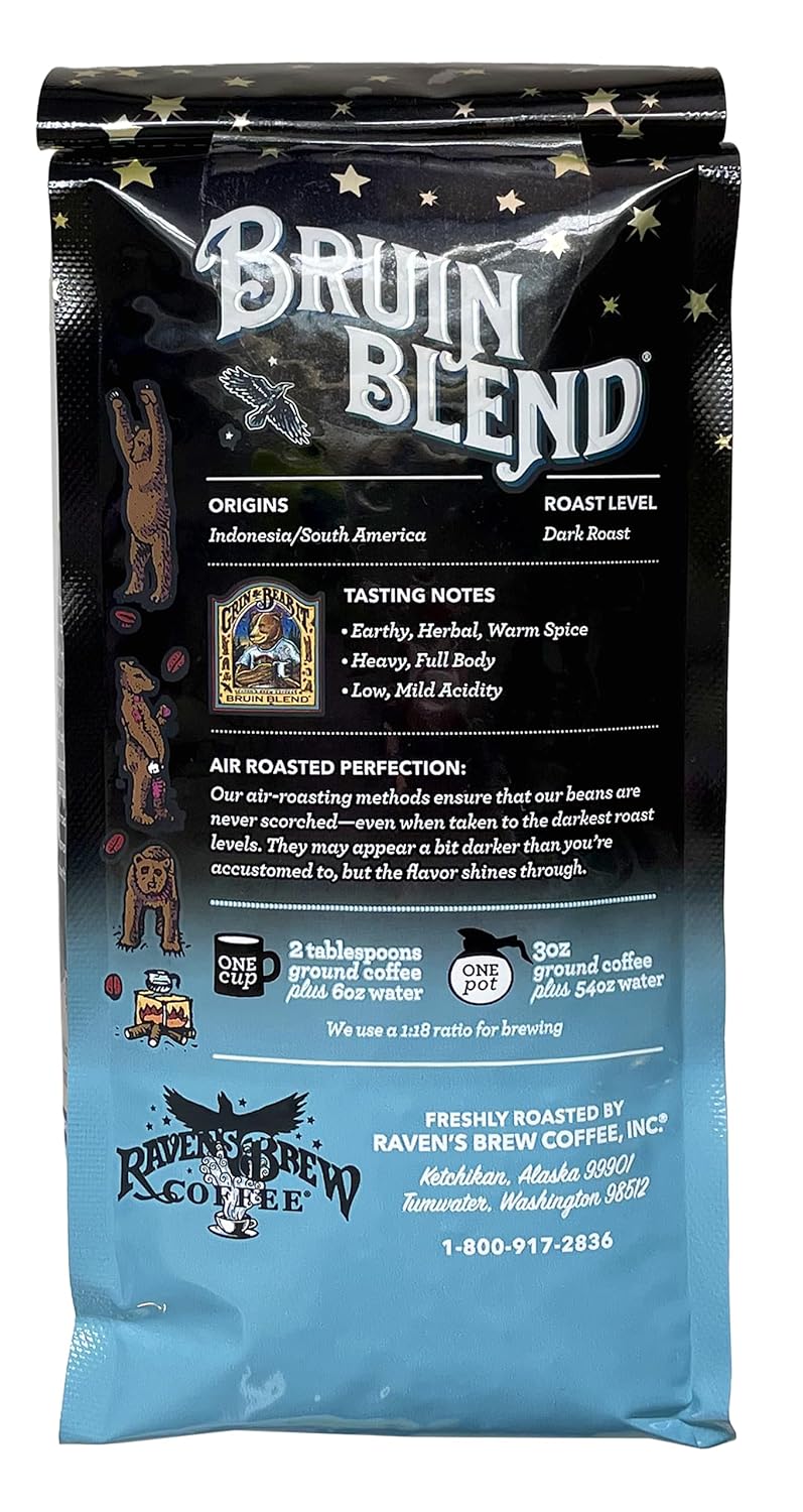Ravens Brew Whole Bean Bruin Blend, 12-Ounce Bags (Pack of 2)