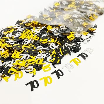 70 Confetti 70th Birthday Confetti-Number 70th Anniversary Party Confetti for Party Table Decoration Supplies or DIYGoldSilverBlack 1.5 Oz 1500 Pieces