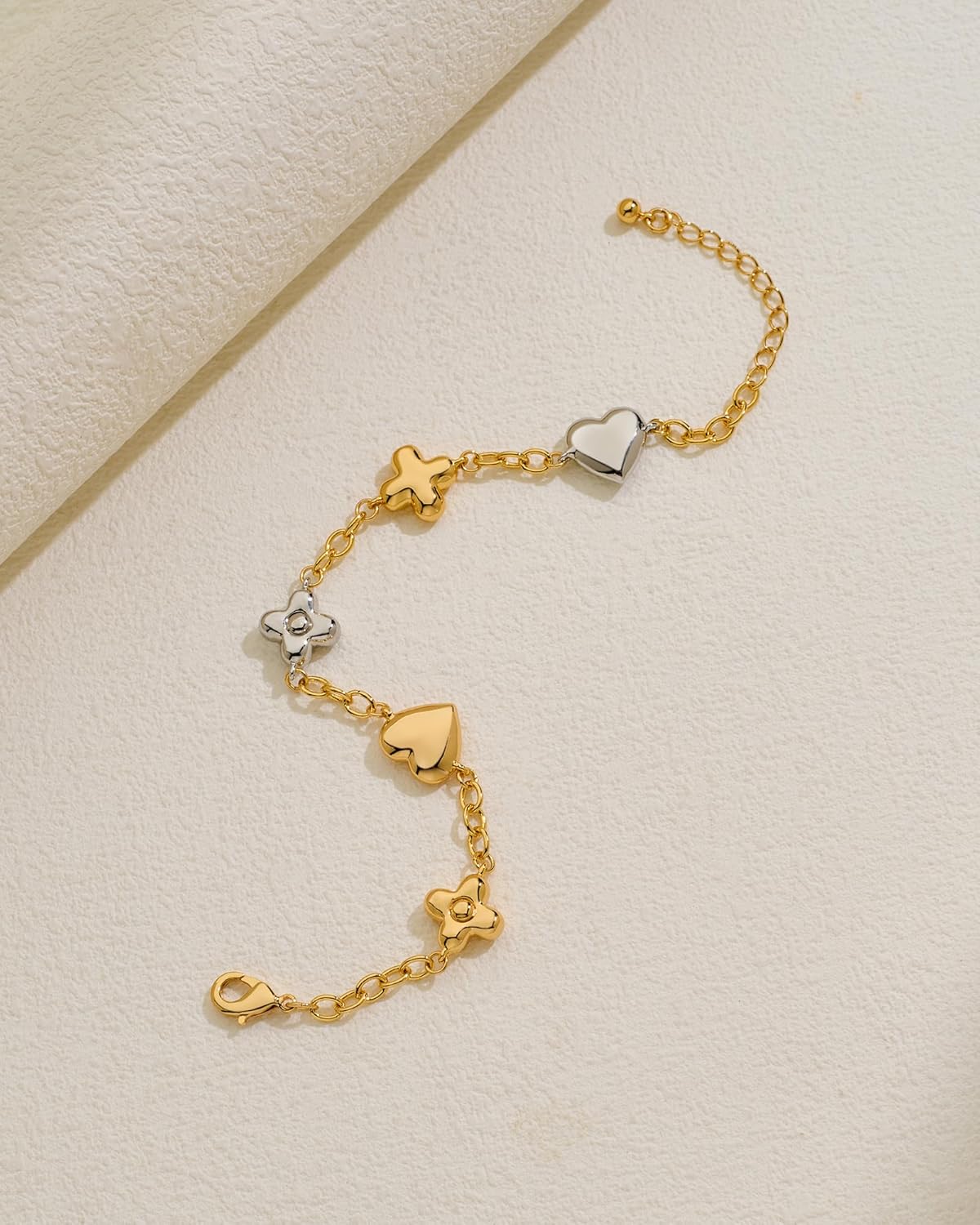 Heart Charm Bracelet for Women Chunky Matte Gold Link Chain Bracelet Vintage White Gold Love Heart Bracelet Fashion Valentines Bracelet - Image 6