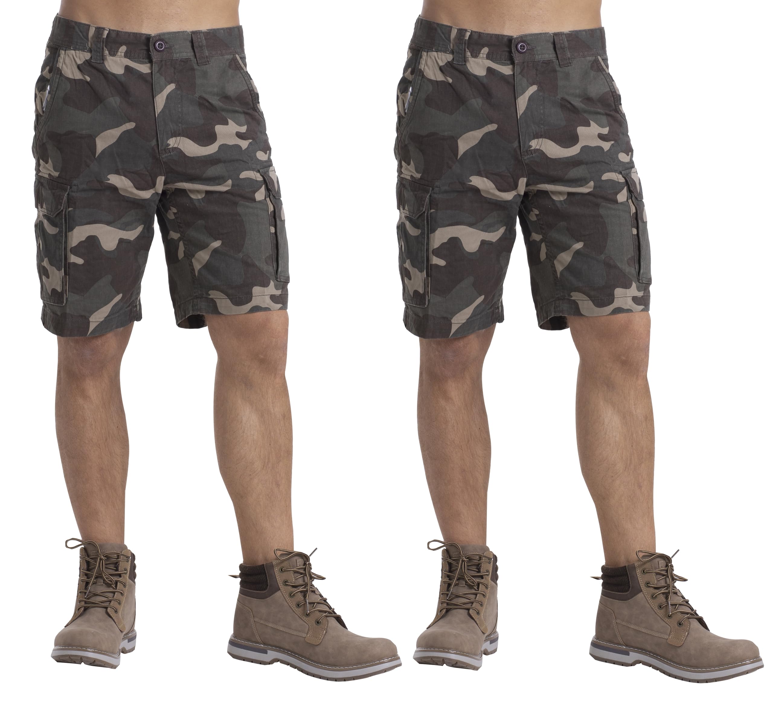 westAce Mens Camo Shorts Cargo Combat Army Half Pant Work Wear Camouflage 100% Cotton Chino Shorts (36, British Khaki Camouflage)