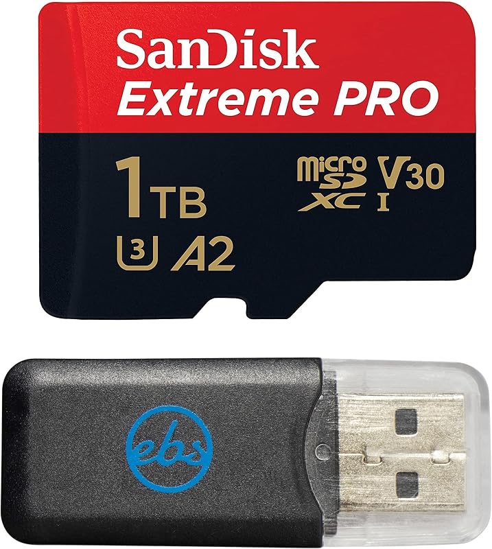 SanDisk 1TB MicroSD Card Extreme Pro Compatible with Insta360 X4, Ace Pro 2 | Up to 200 MB/s Read Speed (SDSQXCD-1T00-GN6MA) Bundle with 1 Everything But Stromboli Card Reader