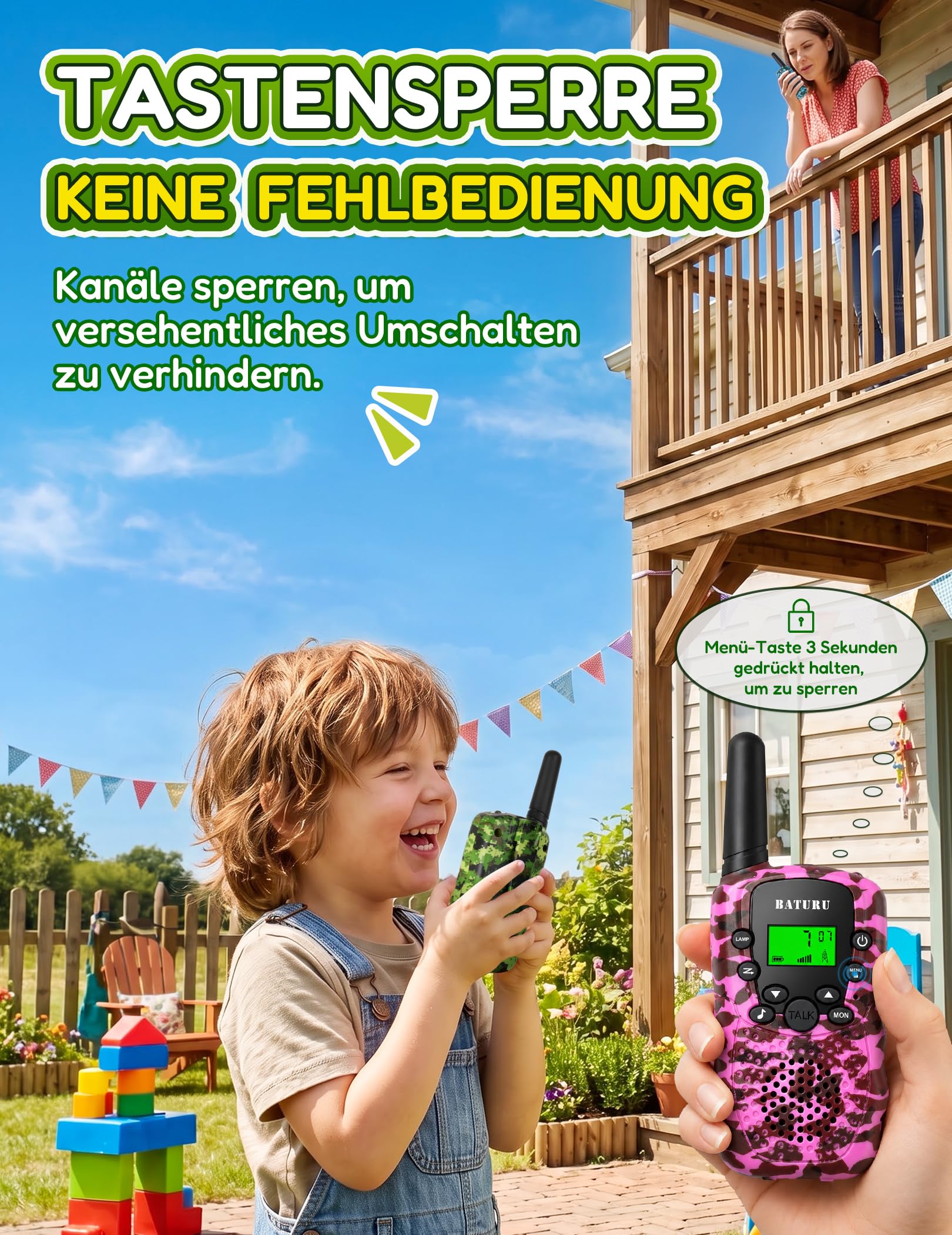 Wiederaufladbar Walkie Talkie Kinder 3er-Pack mit 2000mAh Batterie