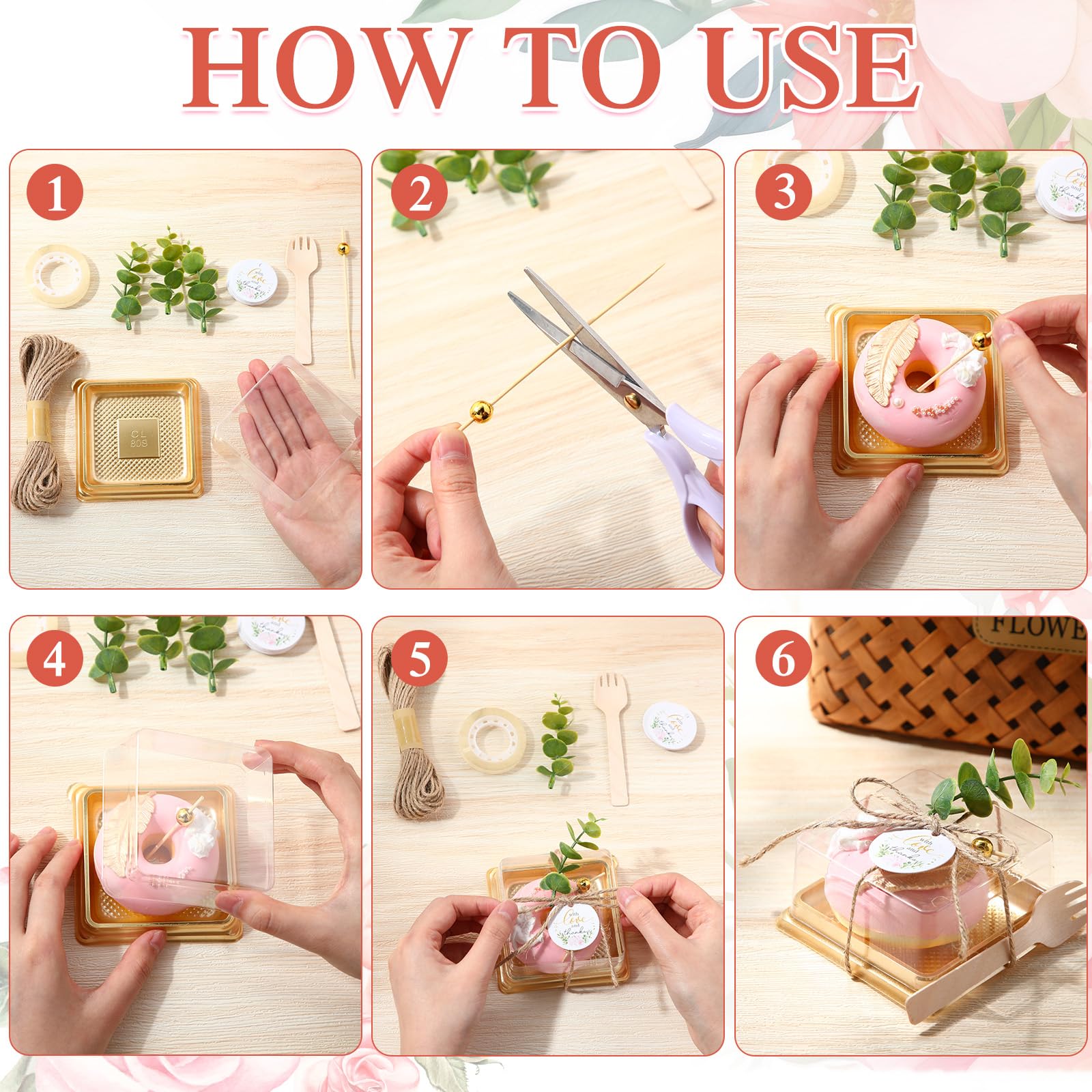 Honeydak Dessert Boxes - 100 Sets with Eucalyptus -4 Honeydak Dessert Boxes - 100 Sets with Eucalyptus -4