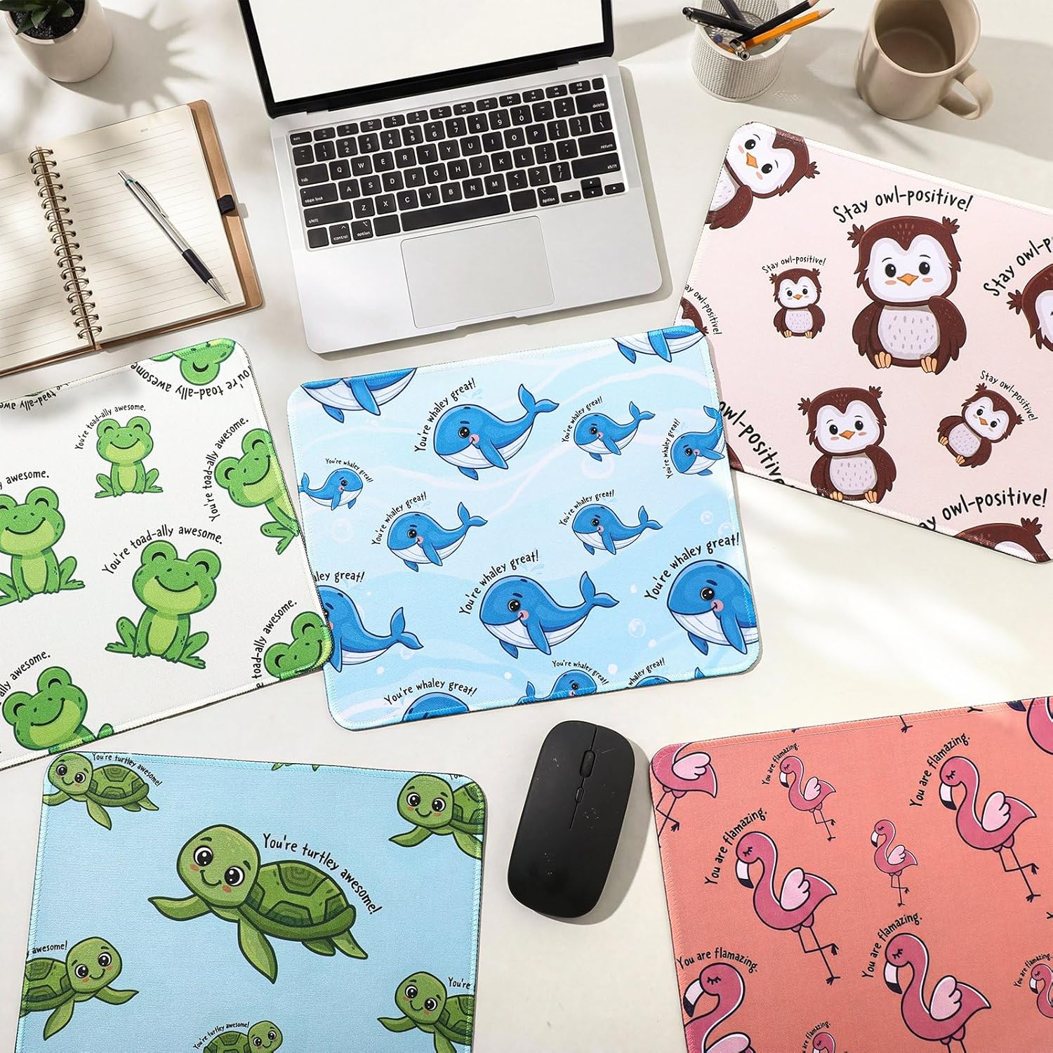 Seajan 18 Pcs Employee Appreciation Gift Bulk Inspirational Mouse Pad with Non Slip Rubber Base Gifts for Volunteer Lab Week Graduation Teacher Nurse, 8.27 x 10.24'' (Animal)