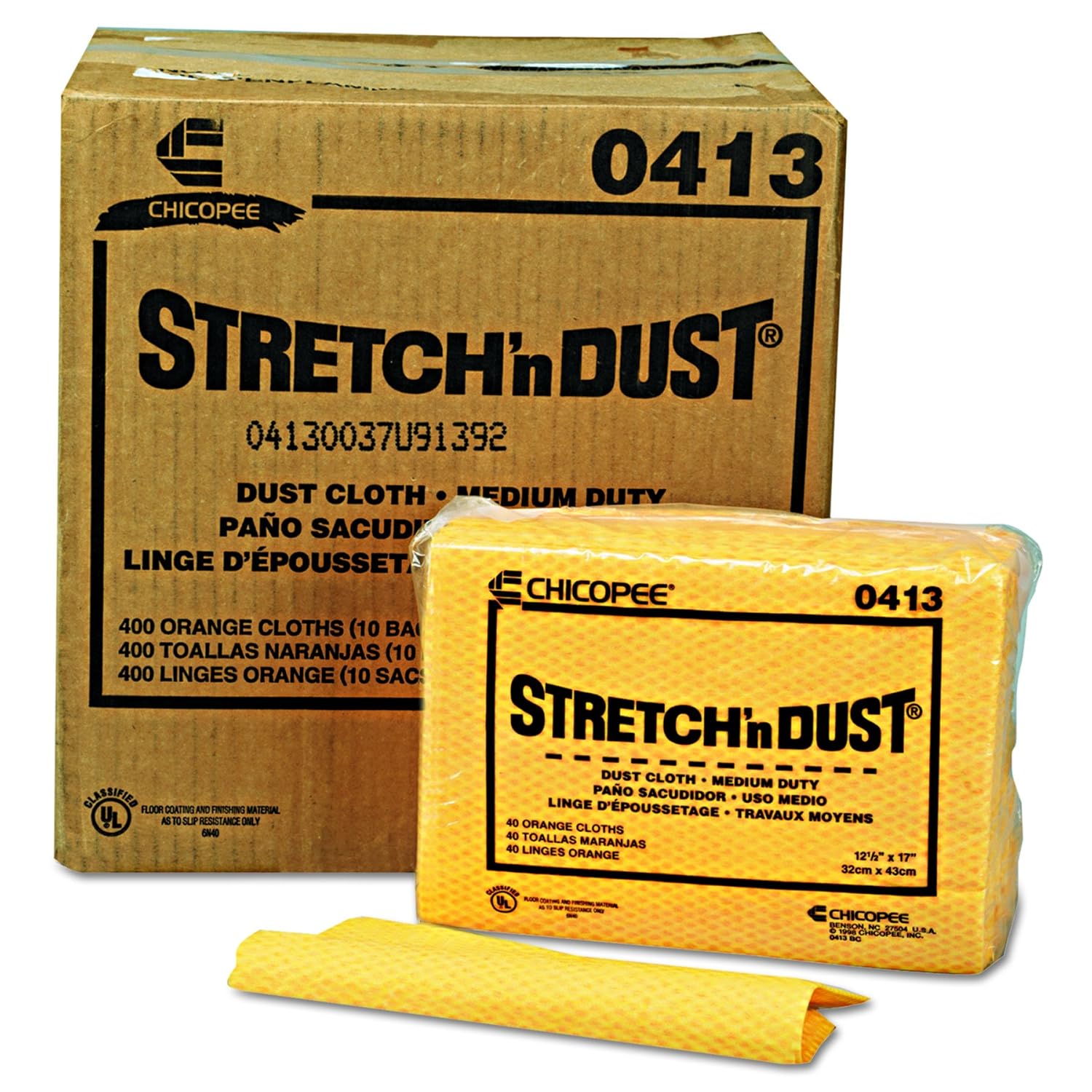 Chicopee 0413 Masslinn Stretch'n Dust Cloth, 12.6" Width x 17" Length, Yellow Orange