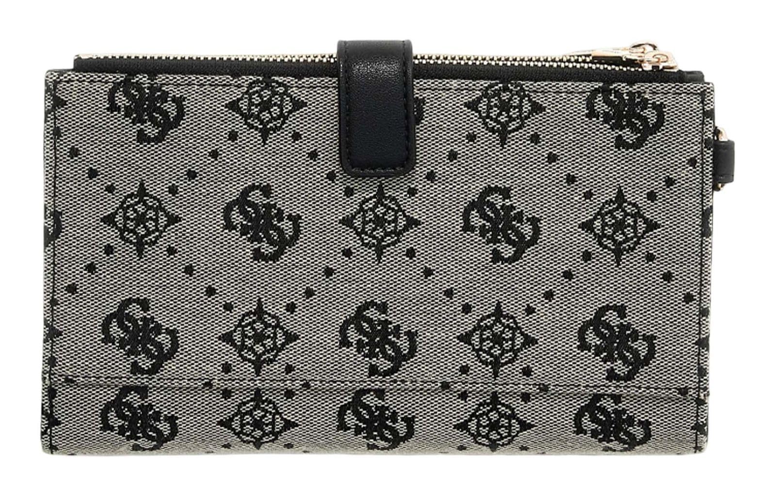 GUESS Monedero Melinda Logo SLG Double Zip Organizer Black Logo Negro