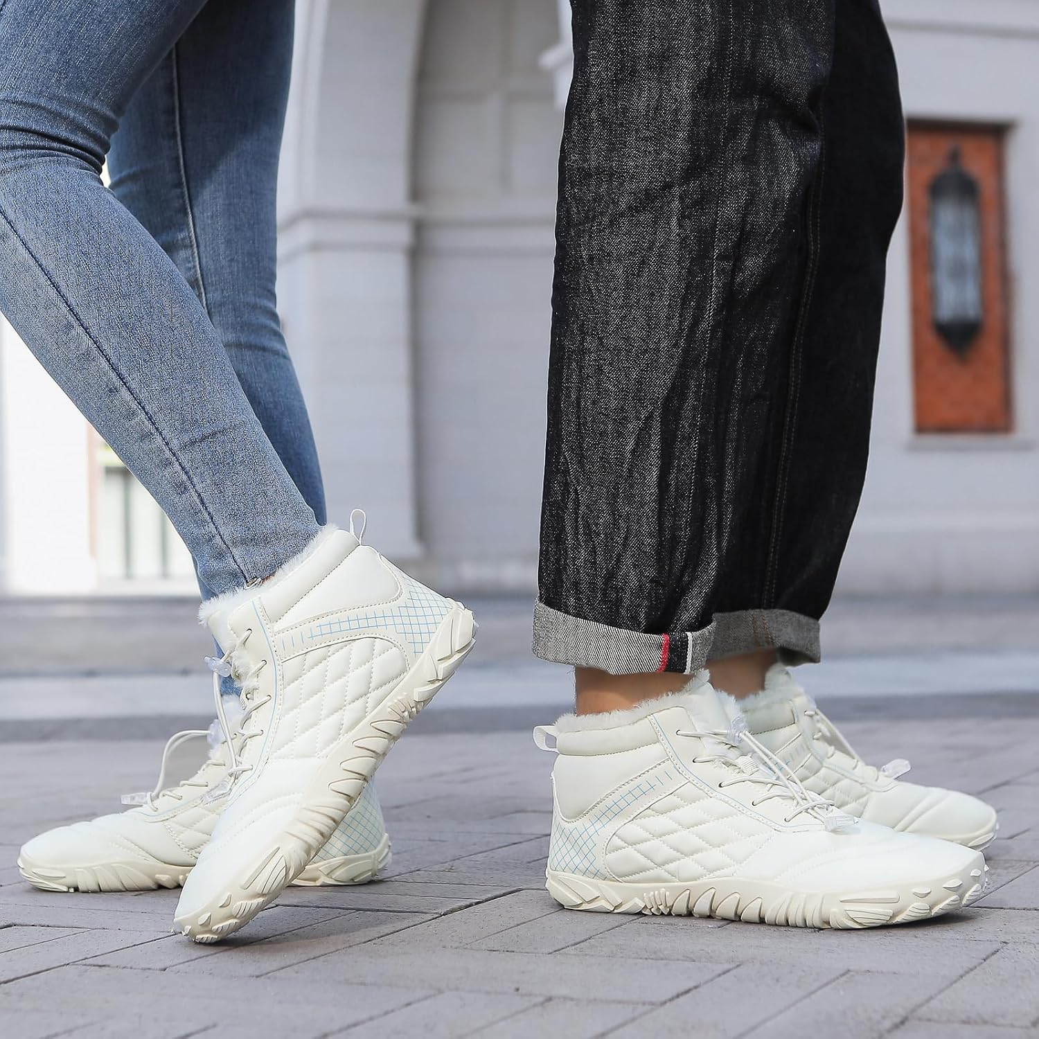 Ankle Winter Snow Boots for Women Men Waterproof Warm Fuzzy Barefoot Hiking Boots Anti-Slip Outdoor Sports Shoes Unisex