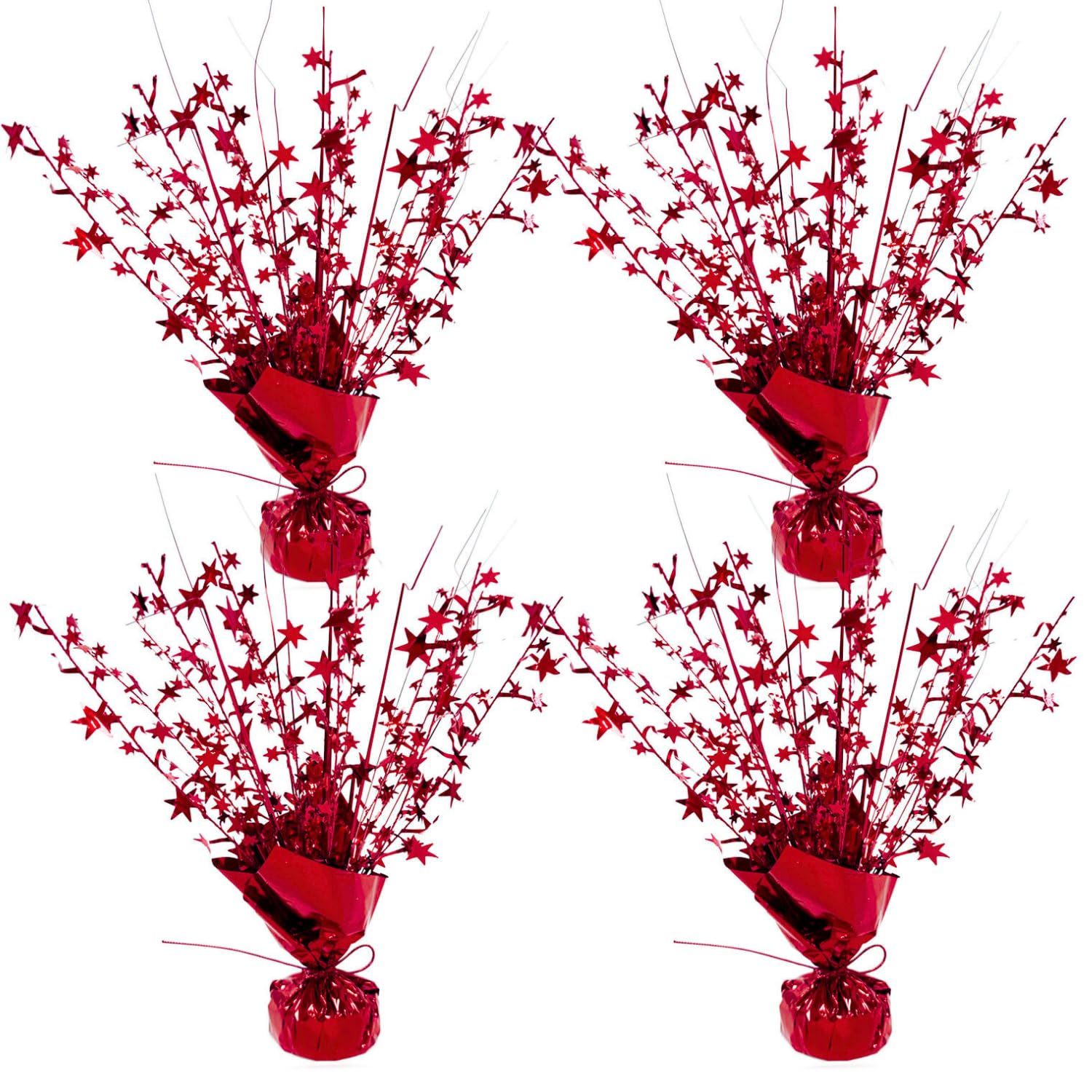ALISSAR 4-Pack Glitter Red Star Centerpieces-Table Decorations for Home Decor Birthday Wedding Anniversary Decor (Red)