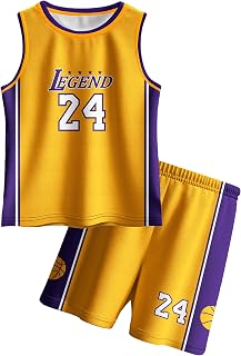 Kids Basketball Jerseys #24 Classic Mesh Tank Top Shorts for Boys Girls Sleeveless Athletic Training Uniforms