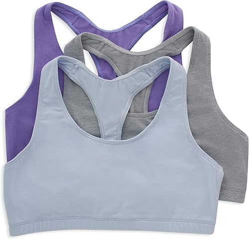 Hanes Bralette de espalda cruzada para mujer, parte superior de algodón con espalda en T, paquete de 3