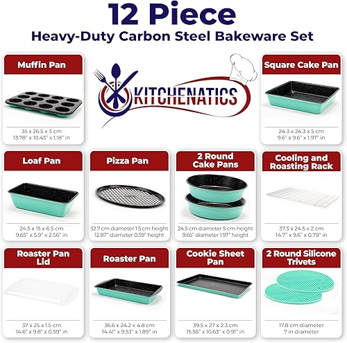 Miniatura 2 de KITCHENATICS Juego de utensilios antiadherentes para hornear, juego de bandejas para hornear de cocina profesional, juego de bandejas para hornear,