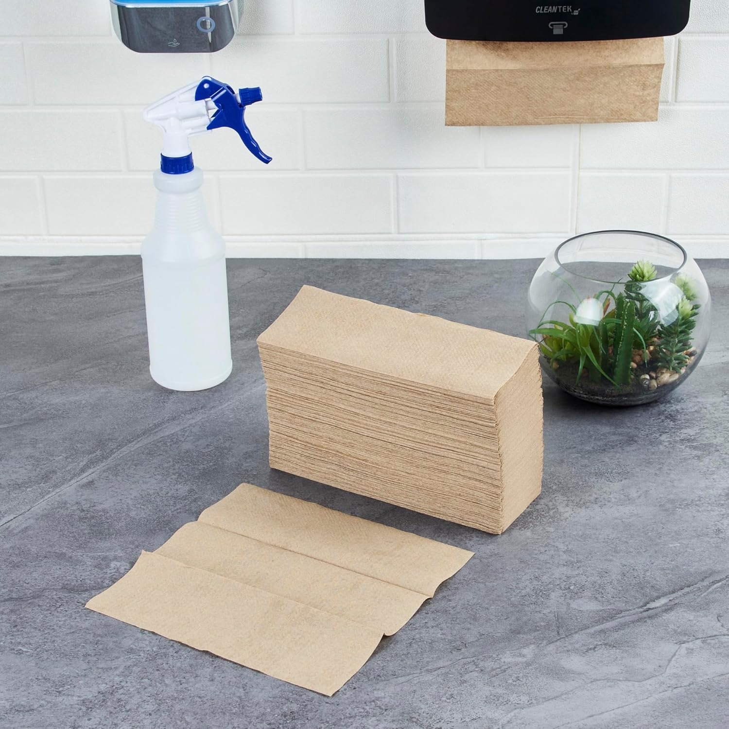 Restaurantware-Paper Towels M Fold 9.5 x 9.25 Inch 4000 Commercial Paper Towels Multifold Hand Towel 1 Ply Dispensers Sold Separately Kraft Towel With Full-Dot Embossing