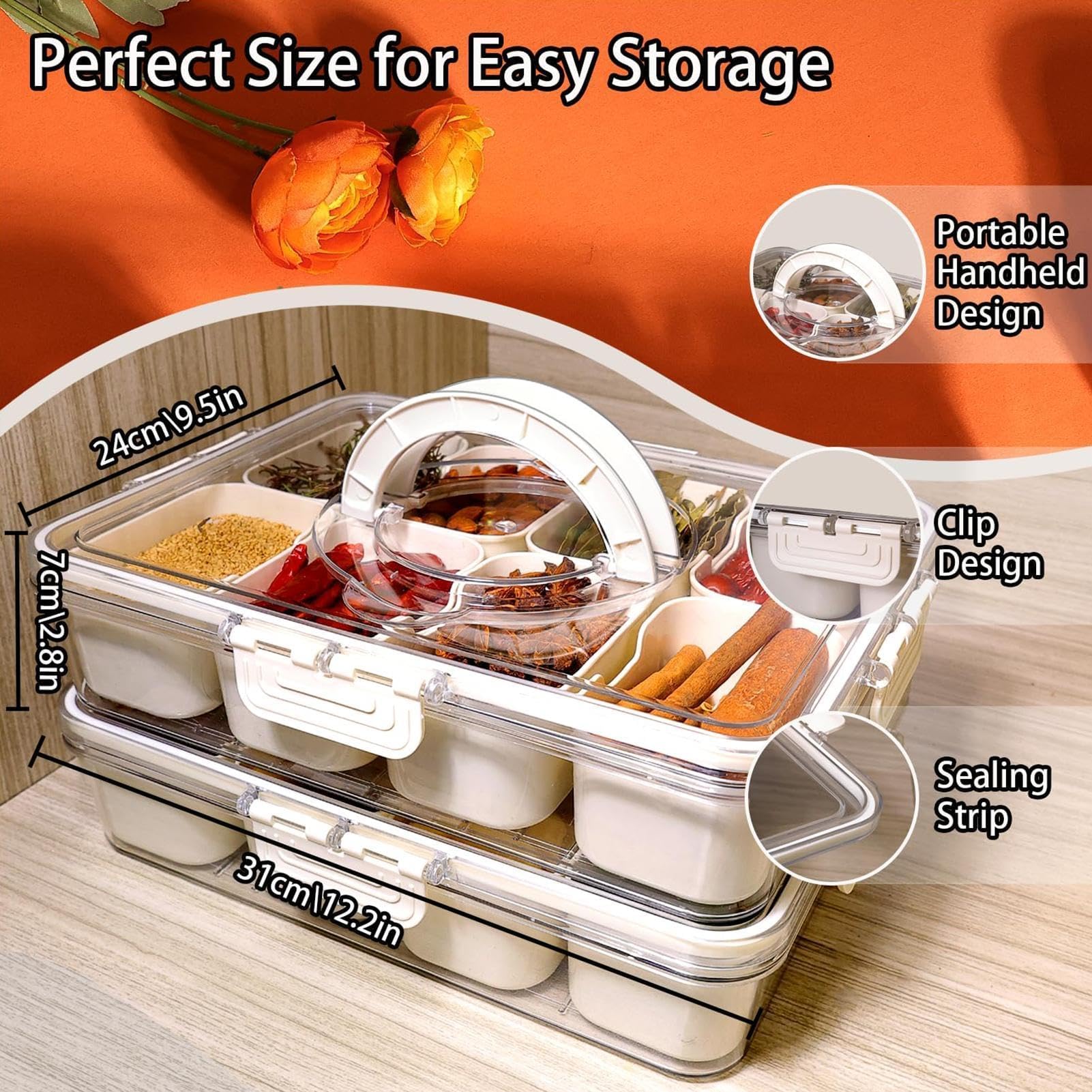 Snack Box a 8 scomparti, a lunga durata, vassoio per frutta e dolcetti, ideale per cani e gatti, soluzione durevole per riporre snack