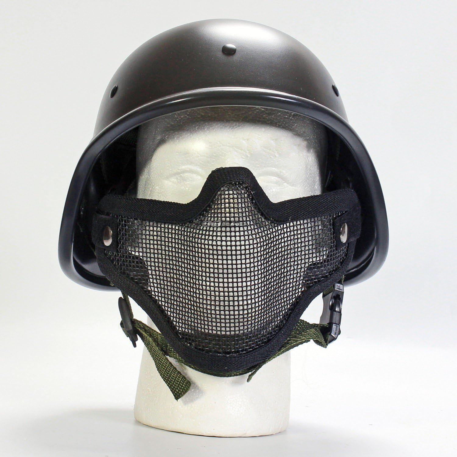 BBTac Protection Mask Combo Package 2 in 1 - Protection Half face Black Metal mesh mask + PASGT Airsoft Protection Helmet Black