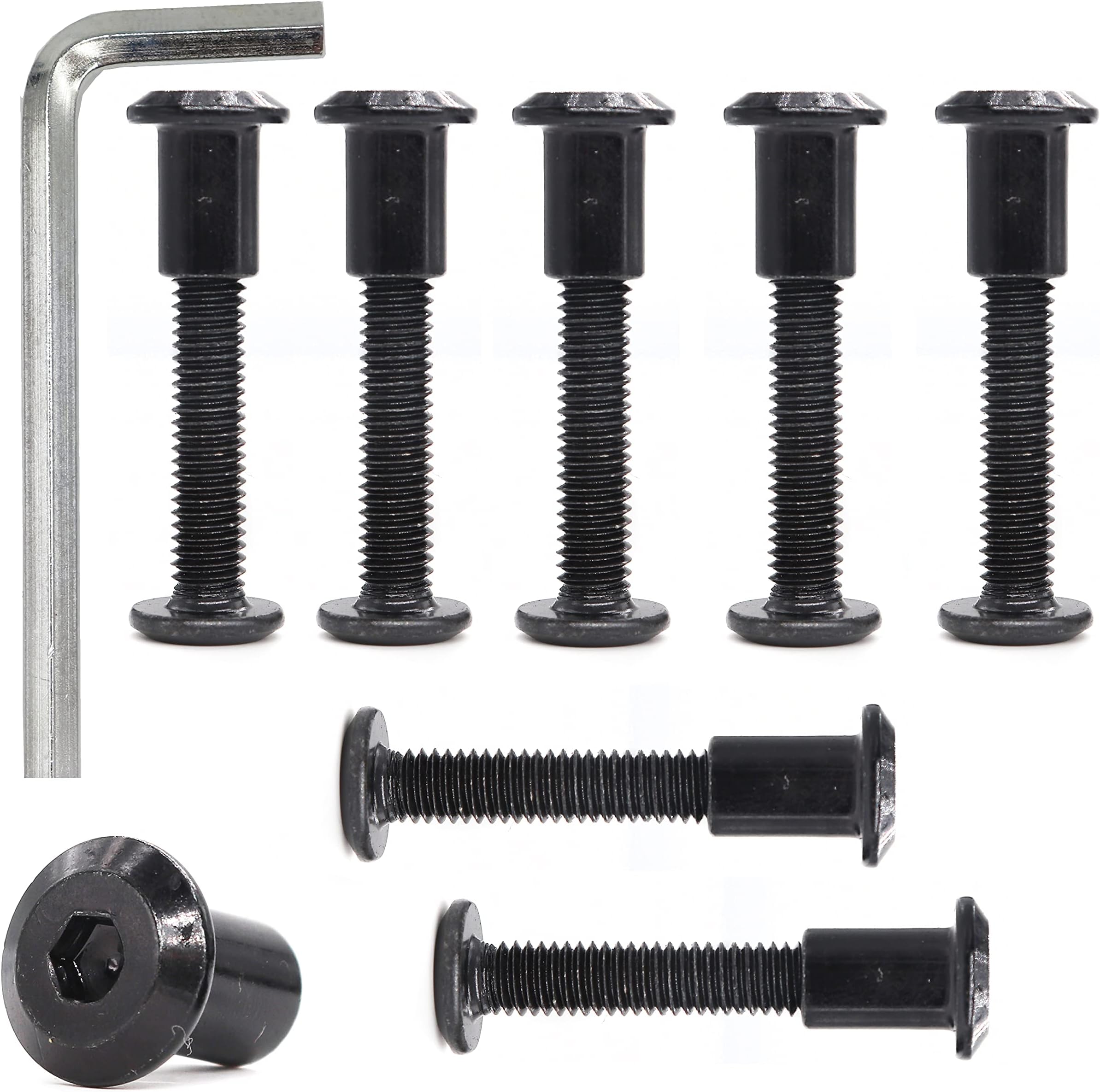 cSeao 10-Pack M6 30mm Black Socket Cap Barrel Nuts Bolts Set for Furniture Chairs Cot Bed