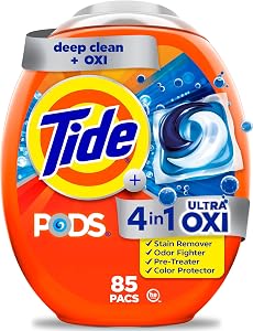 Tide 4-in-1 Ultra Oxi PODS Laundry Detergent Pacs, 85 Count,…