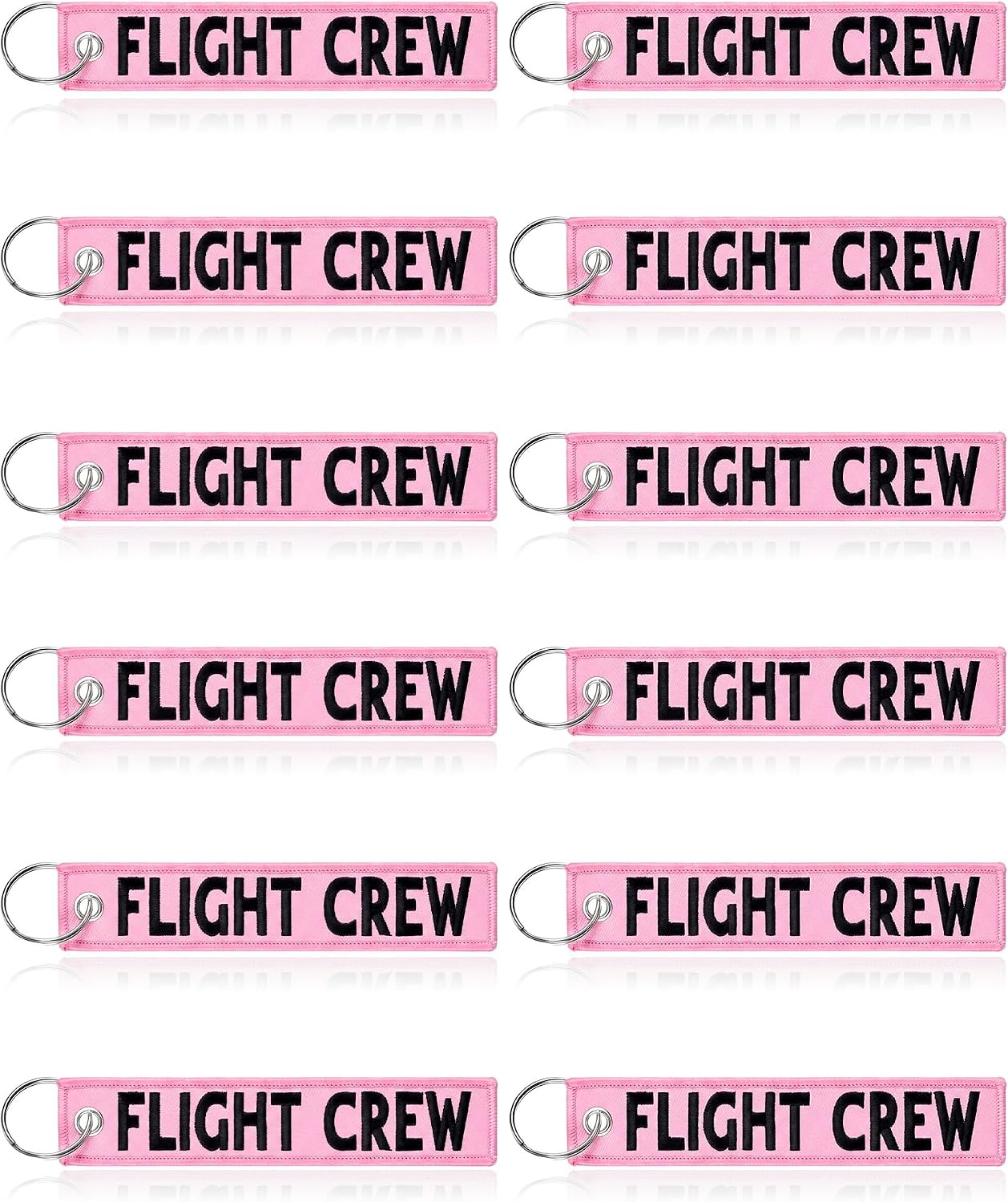 Junkin 12 Pcs Flight Crew Keychain Airplane Aviation Keychain Flight Crew Luggage Tags Embroidered Key Ring