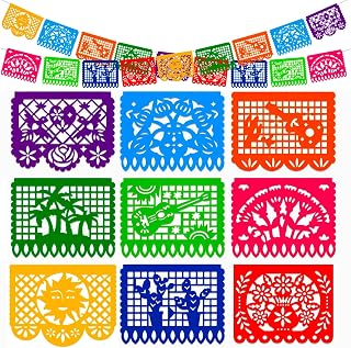 DomeStar Mexican Party Decoration, 18 FT Plastic Papel Picado Fiesta Banner | Day of the Dead Dia De Los Muertos Garland for Mexican, Birthday Fiesta Party Supplies, Cinco De Mayo Decoration