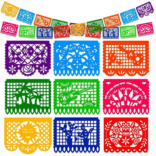 DOMESTAR Mexican Party Decoration, 18 FT Plastic Papel Picado Fiesta