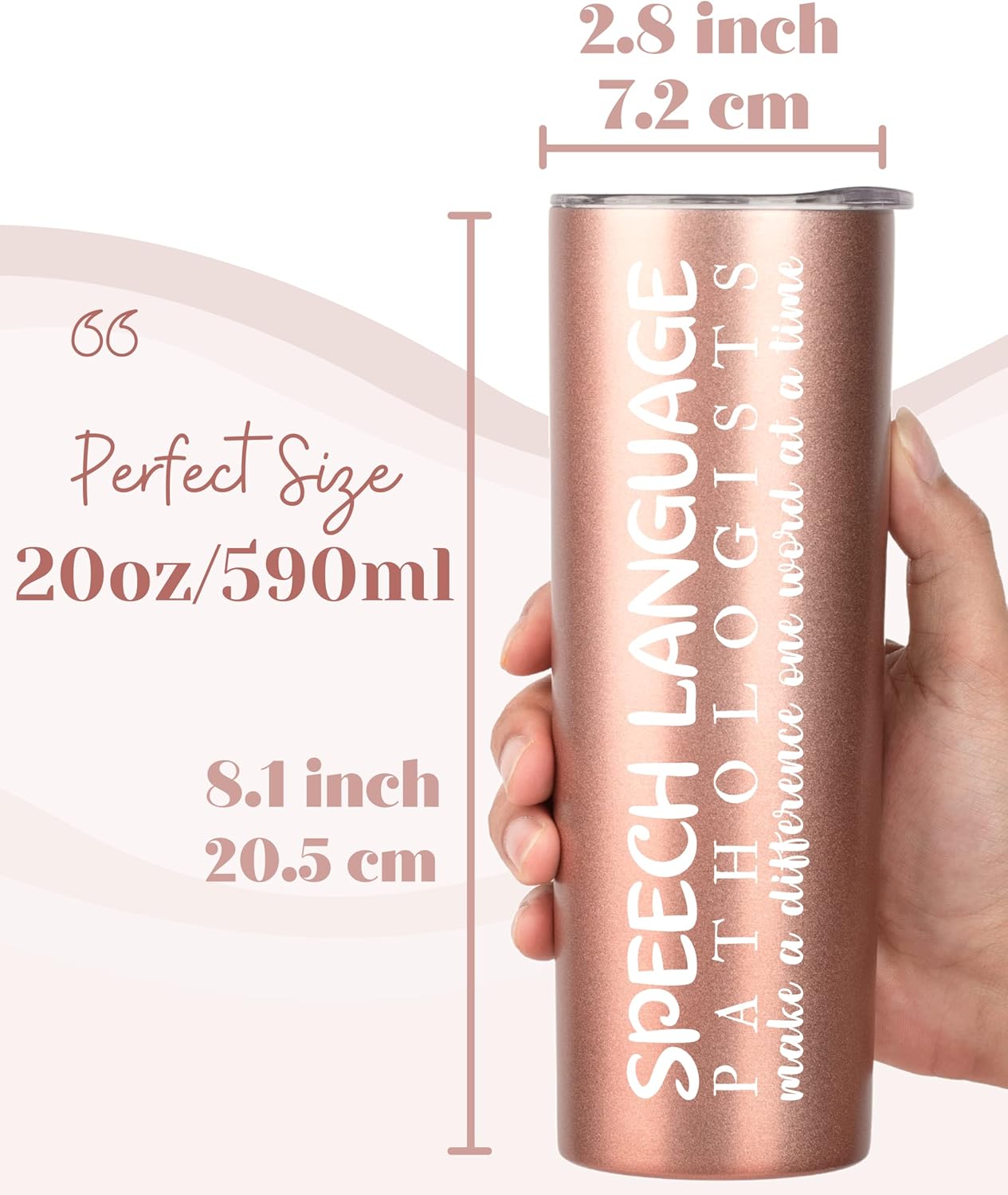 Speech Language Pathology Gifts for Women, Gifts for SLP on National Speech Pathologist Day, Birthday and Chirstmas, 20 oz Insulated Stainless Steel Travel Tumbler-ONE WORD AT A TIME - Image 2
