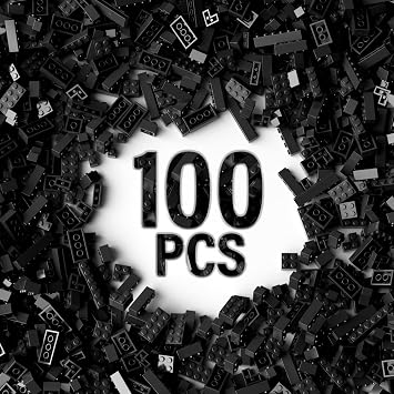 100 Piece Classic Building Blocks, Compatible with Lego, Black Bricks in Bulk