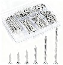 150 Pcs Wood Screws Assortment Kit, 6 Sizes High Hardness Assorted Screws Set, Phillips Drive, Long and Small Self-Tapping Screws for Wood (2”,1-1/2”,1-1/4”,1”,3/4”,1/2”)
