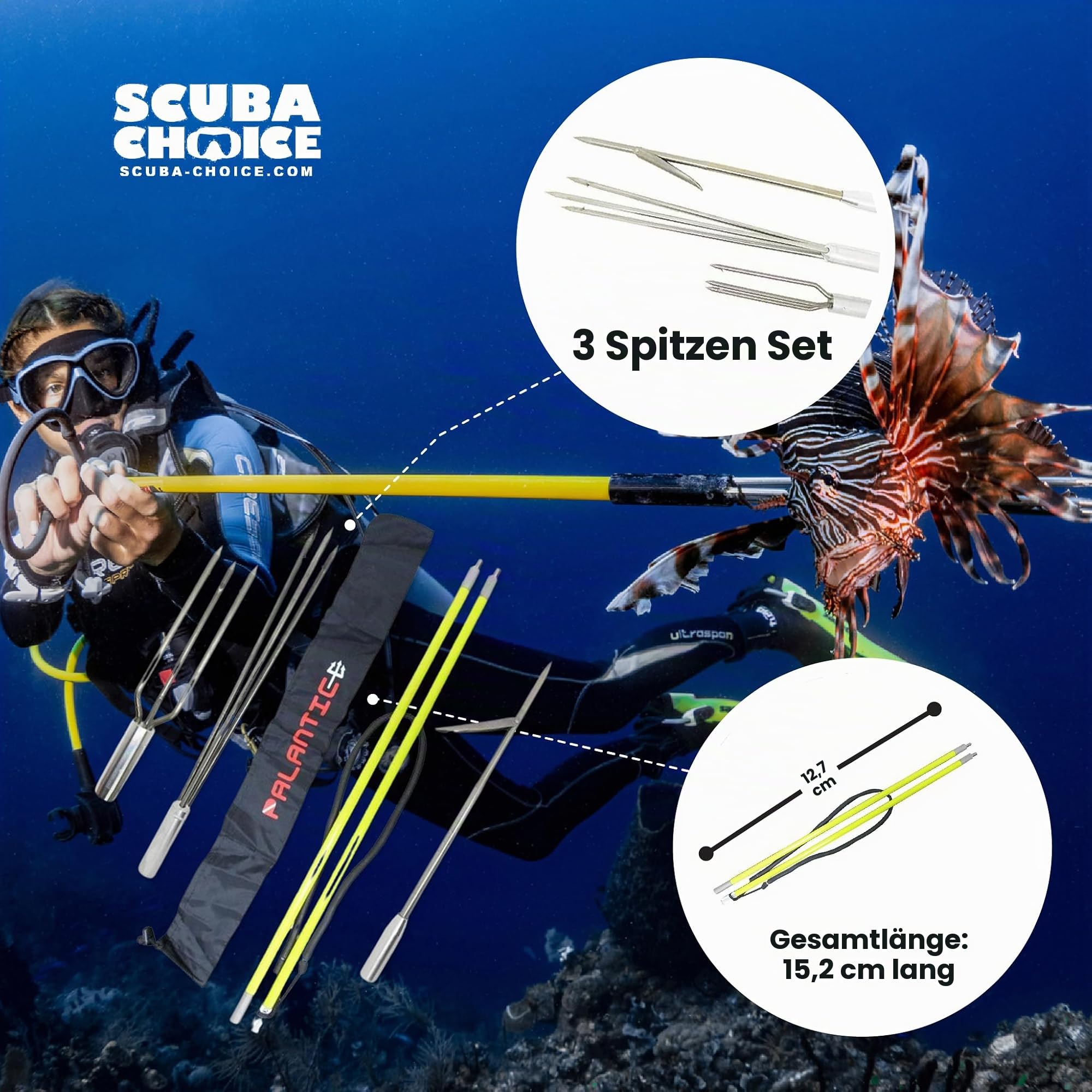 Scuba Choice speerfischen 5 'Faser Glas Travel 2piece Hawaiian Sling Stange Spear 3 Tipps Set