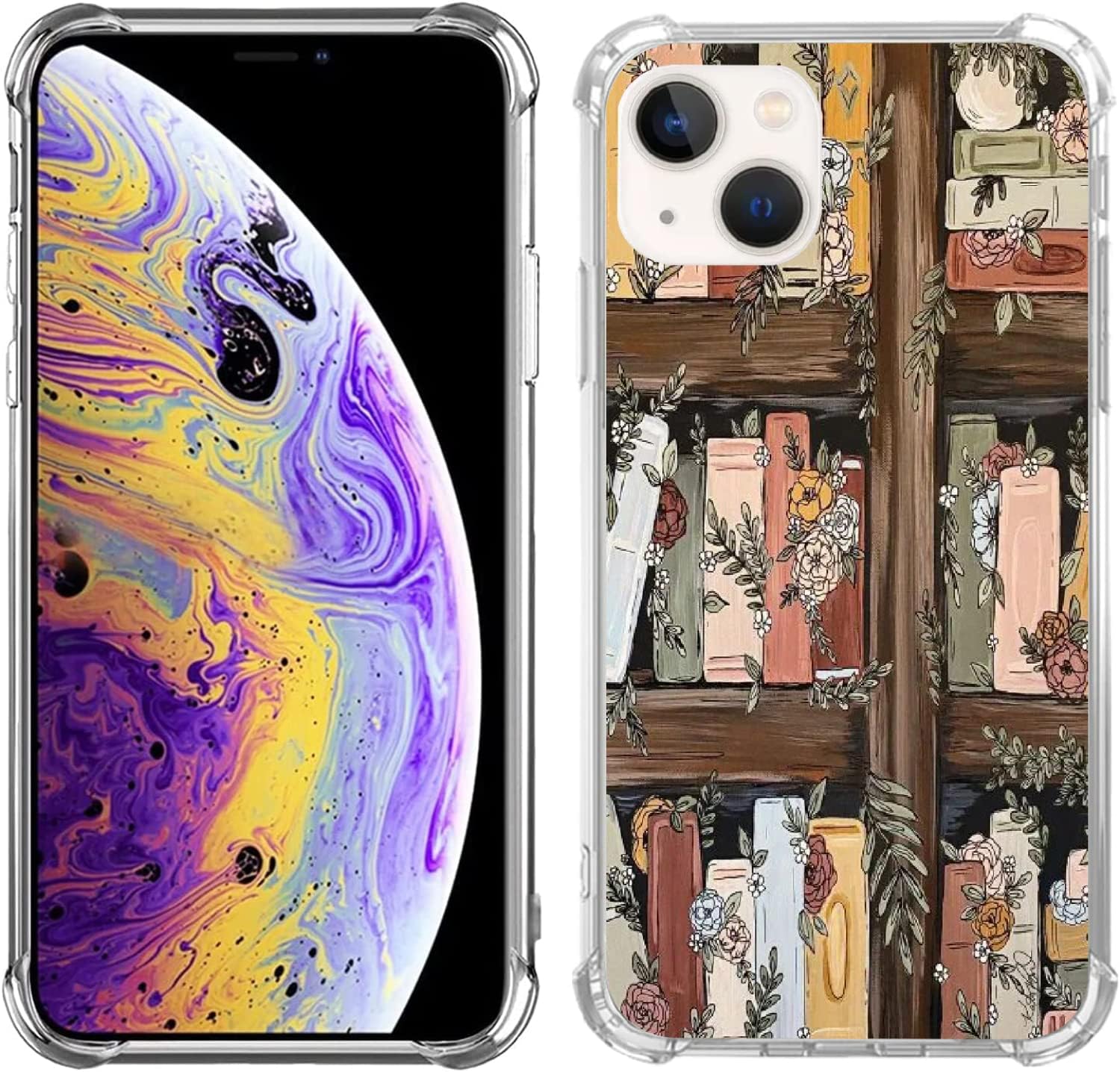 Amazon.com: Bookshelf Garden Art Case Compatible with iphone 13,Wooden ...