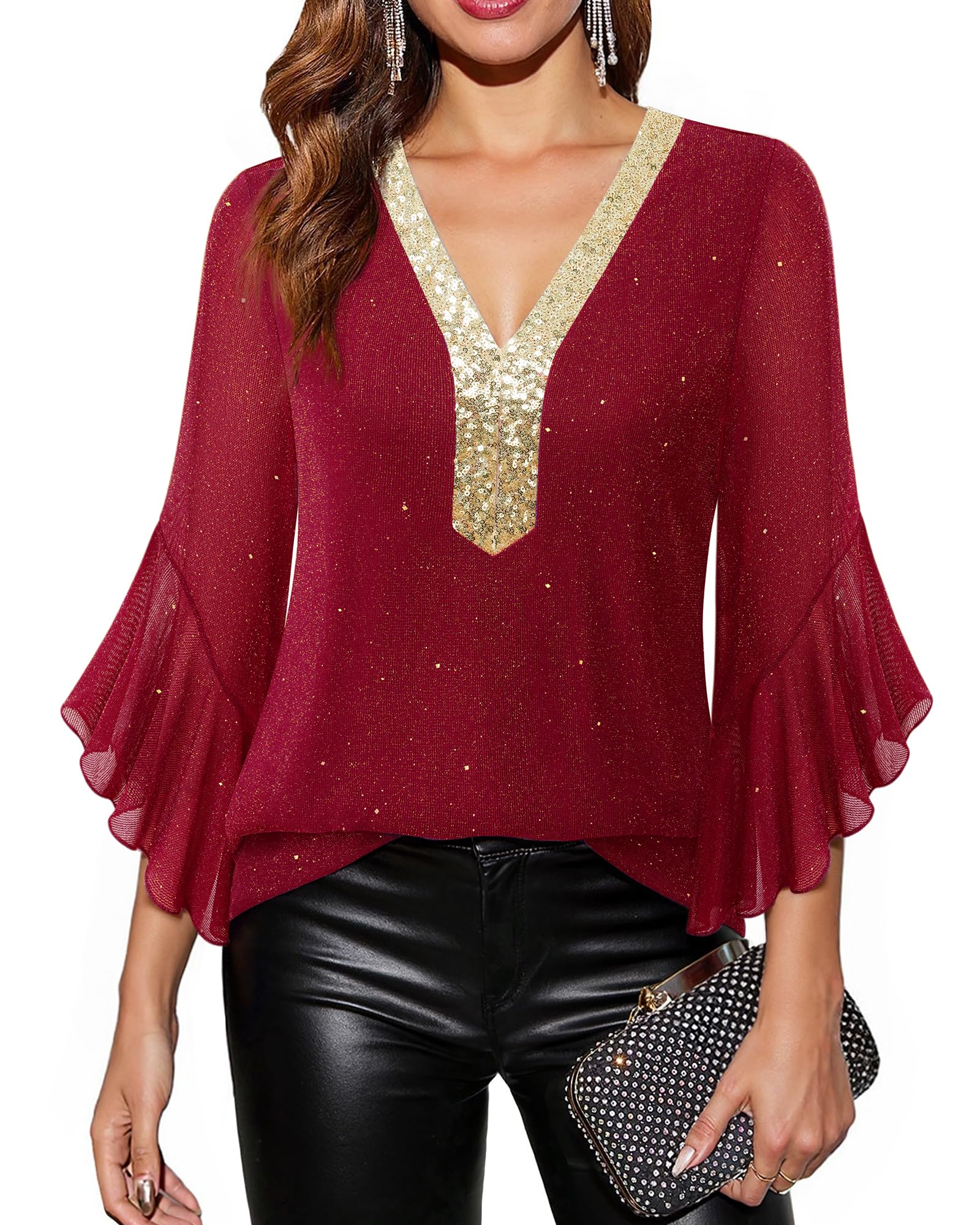 Locker.Ink | The Top Festive Fashion Trends You Need to Know for the Holiday Season Timeson Women's Sparkly Ruffle Top
