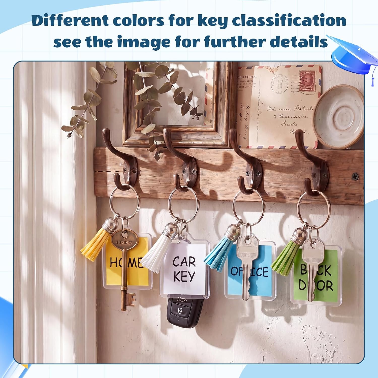 Chuangdi 300 Pcs Acrylic Photo Frame Keychain with Tassels Snap-in Custom Insert Photo Keyring Clear Blank Picture Keyring