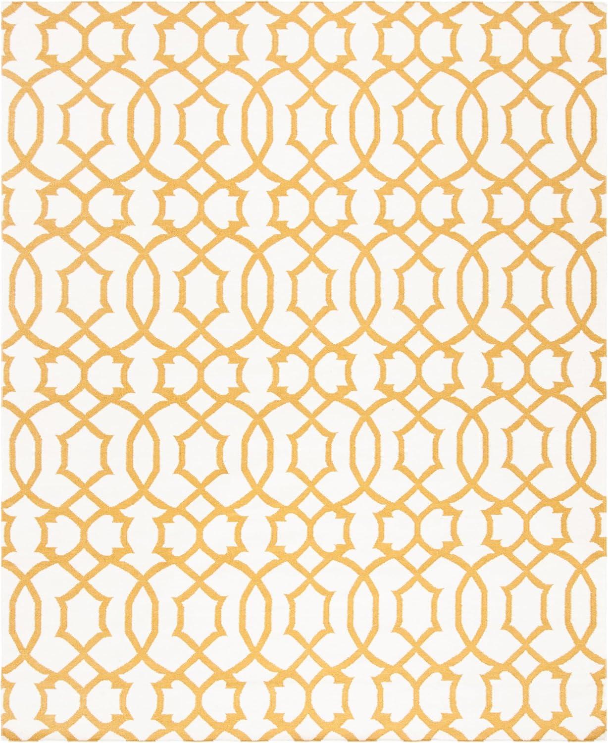SAFAVIEH Dhurries Collection 8' x 10' Ivory / Yellow DHU753C Handmade Flatweave Premium Wool Area Rug