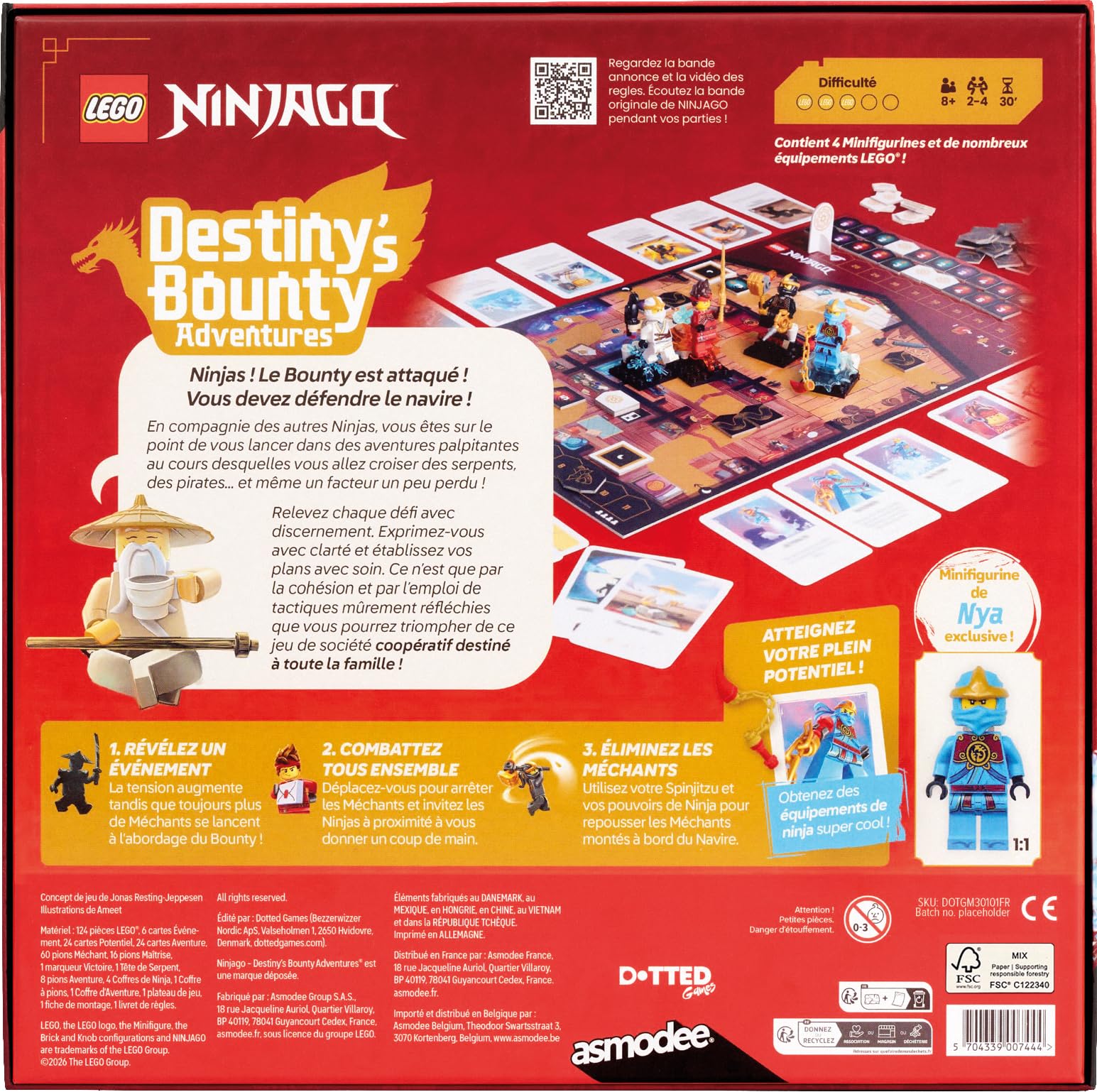 Asmodee - Lego Ninjago : Destiny’s Bounty Adventures ! - en Français | Jeu de société officiel LEGO Ninjago, Jeu d'aventure coopératif pour toute la famille, 2 à 4 joueurs, à partir de 8 ans