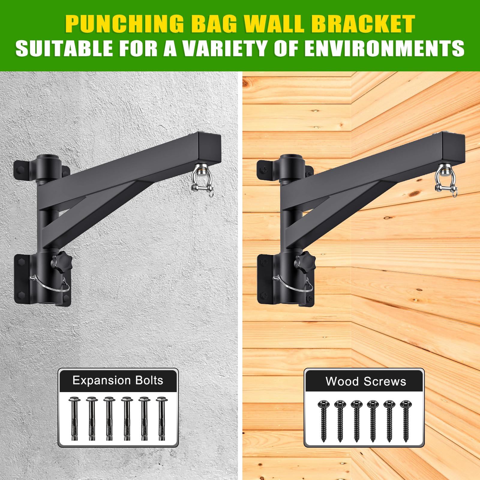 Kipika Soporte de pared para colgar bolsas pesadas de 24 pulgadas, capacidad de 800 libras con soporte giratorio de 360° y diseño plegable, soporte para saco de boxeo para boxeo, Muay Thai, bolsa de
