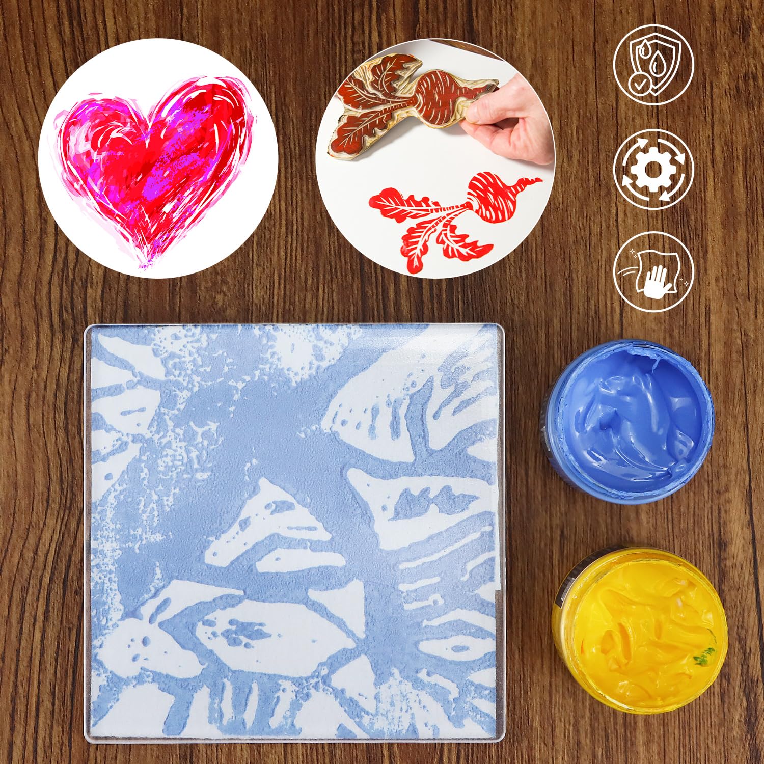 QWORK Lot de 12 plaques d'impression gel de 15,2 x 15,2 cm, plaques monoimpression réutilisables pour peinture acrylique, scrapbooking, fabrication de cartes et art mixte, fournitures de gravure