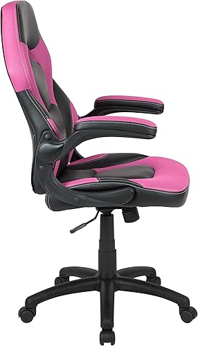 Miniatura 60 de Flash Furniture X10 - Silla giratoria de policarbonato ergonómica y ajustable con apoyabrazos abatibles; para videojuegos, juegos de carreras,