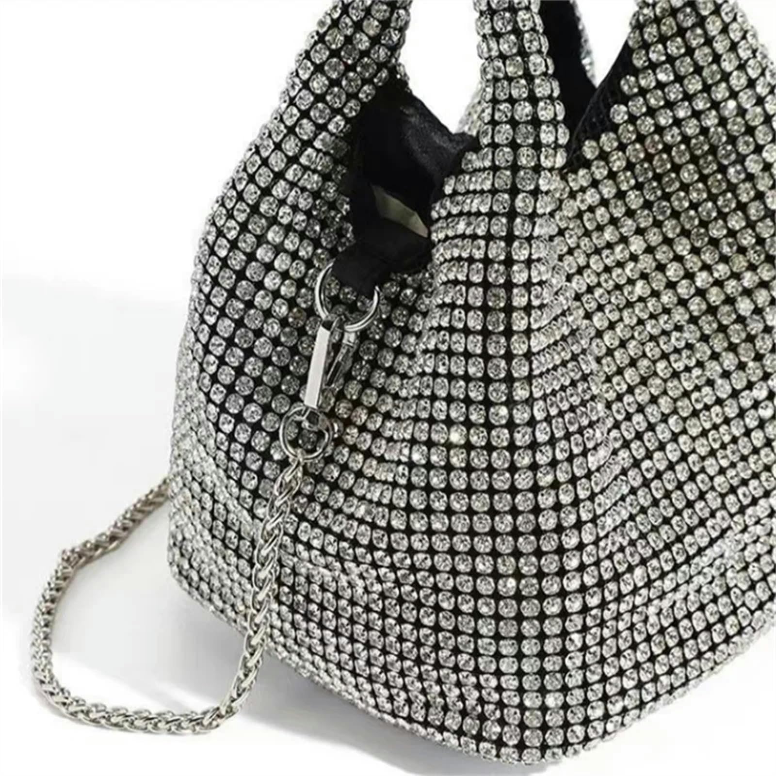 Pochette Donna da Borsa Maniglia Strass Sera Borsa Donna Borsa da Sposa Borsa Donna Bucket Bag Borsa A Tracolla-giallo-14x14x15cm