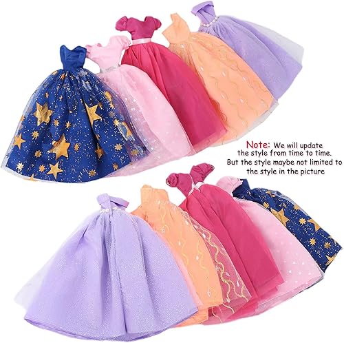 Miniatura 7 de BJDBUS 5 piezas de vestido de novia hecho a mano vestido de fiesta para niña de 11.5 pulgadas muñeca accesorios de ropa al azar conjunto de ropa